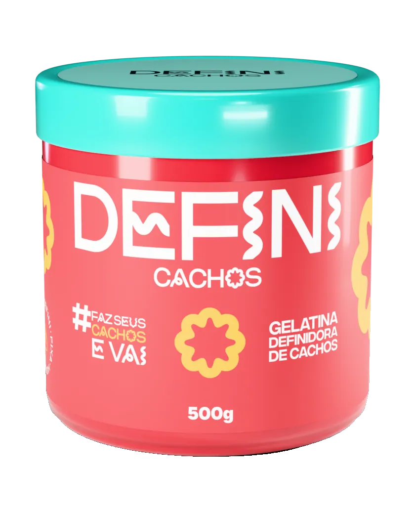 Pote da Defini Cachos, Gelatina Definidora de Cachos 500 g, visto de frente.
